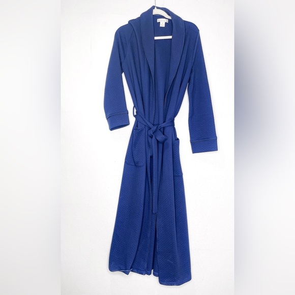 Carmen Von Glaser Luxury Pima Cotton Navy Blue Spa Robe Size Medium - Picture 1 of 4